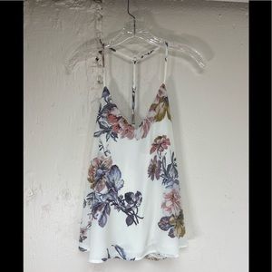 Mime Britton Floral V-Neck T-Back Top WM Sz M EUC